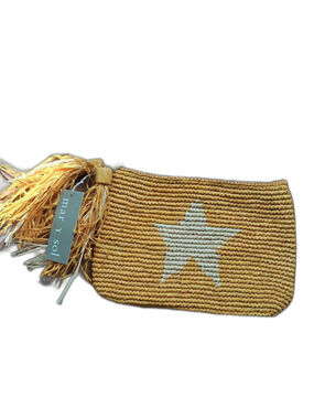Woven Yellow Star Tassel Handmade Sustainable Clutch Wristlet Pouch Vacay Resort